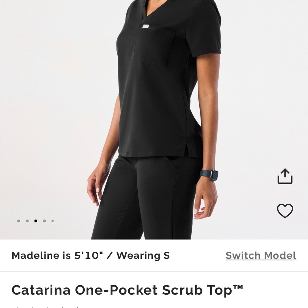 FIGS Catarina One-Pocket Scrub Top - Black